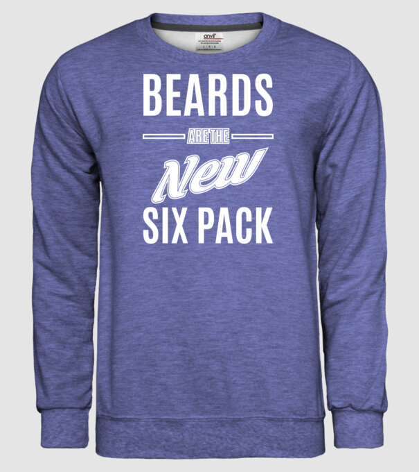 Beards are the new six pack model albastru jeanși pe tricou