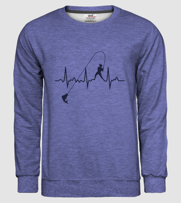 fishing heartbeat model albastru jeanși pe tricou