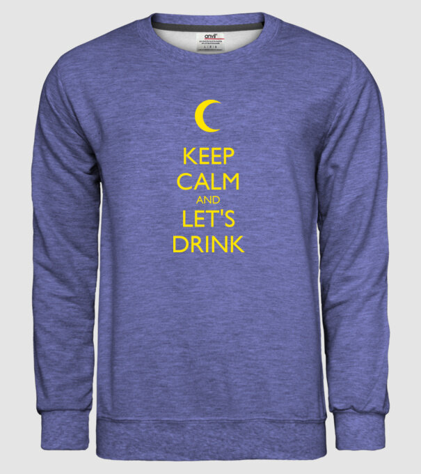 keep calm and lets drink model albastru jeanși pe tricou