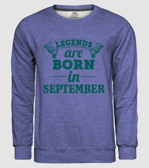Legends are born in September model albastru jeanși pe tricou