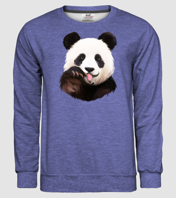 Panda face model albastru jeanși pe tricou