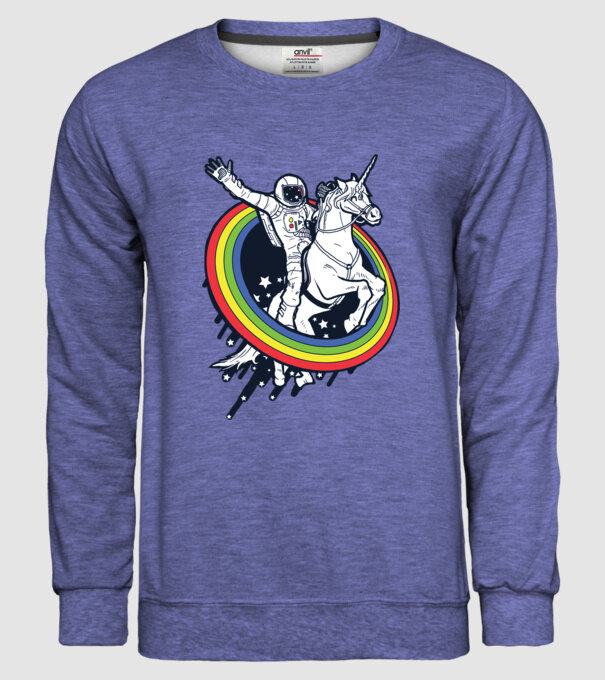 Unicorn Spaceman model albastru jeanși pe tricou