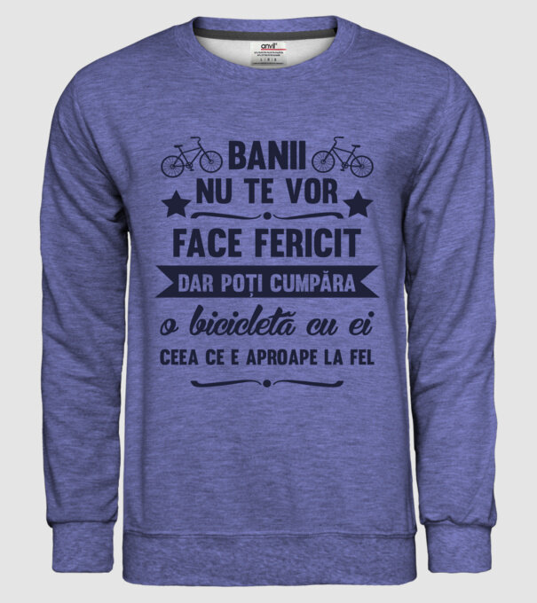 Banii nu te vor face fericit, dar poți cumpăra o bicicletă cu ei, ceea ce e aproape la fel model albastru jeanși pe tricou