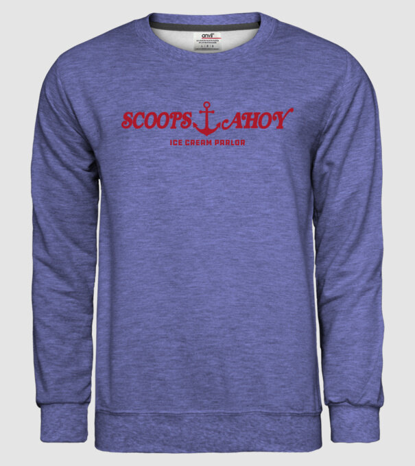 scoops and ahoy stranger things model albastru jeanși pe tricou