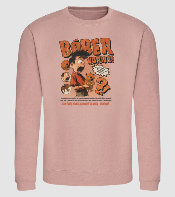 Bobr Kurwa comic model dusty pink pe tricou