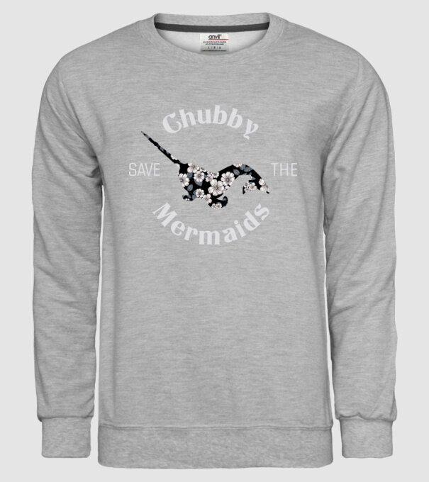 Chubby mermaid model gri pe tricou