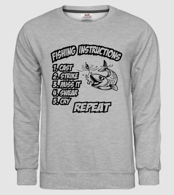 Fishing instructions model gri pe tricou
