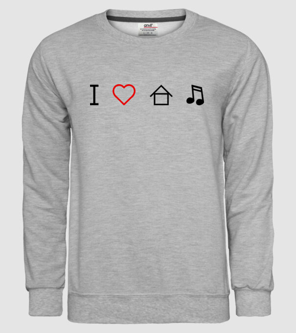 I love house music model gri pe tricou