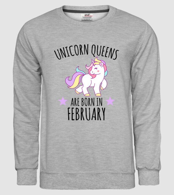 Unicorn queens are born in - February model gri pe tricou