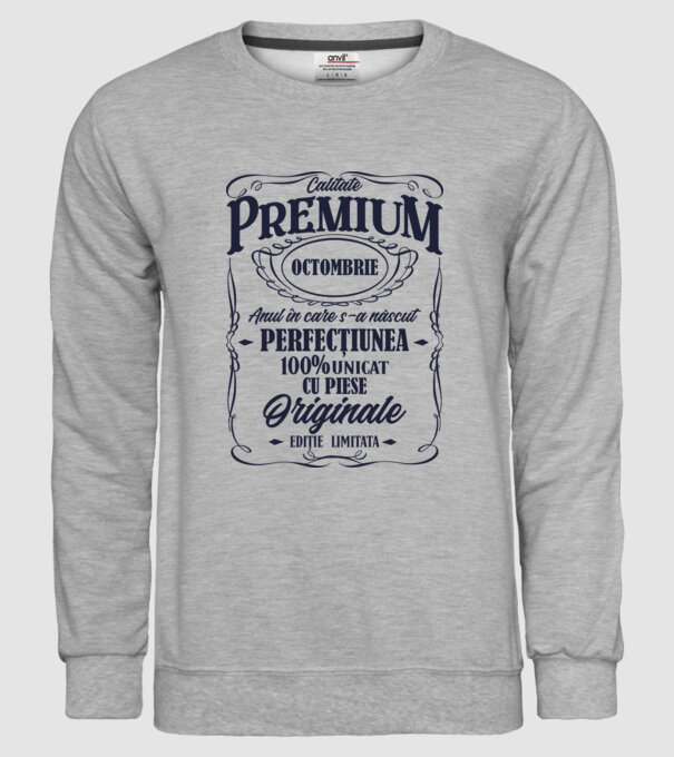 calitate premium -octombrie - anul în care s-a născut - perfecțiunea - 100% unicat, cu piese originale, ediție limitată model gri pe tricou