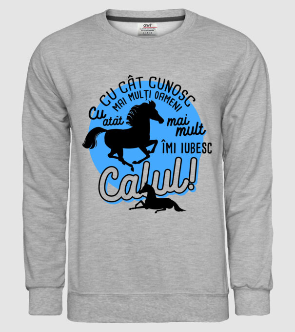Cu cât cunosc mai mulți oameni, cu atât mai mult îmi iubesc calul model gri pe tricou