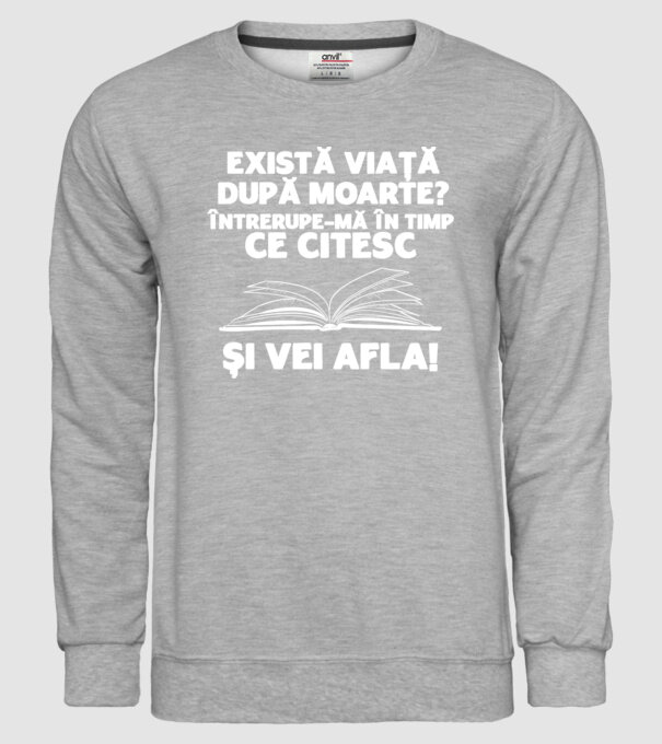există viață după moarte? întrerupe-mă în timp ce citesc și vei afla model gri pe tricou