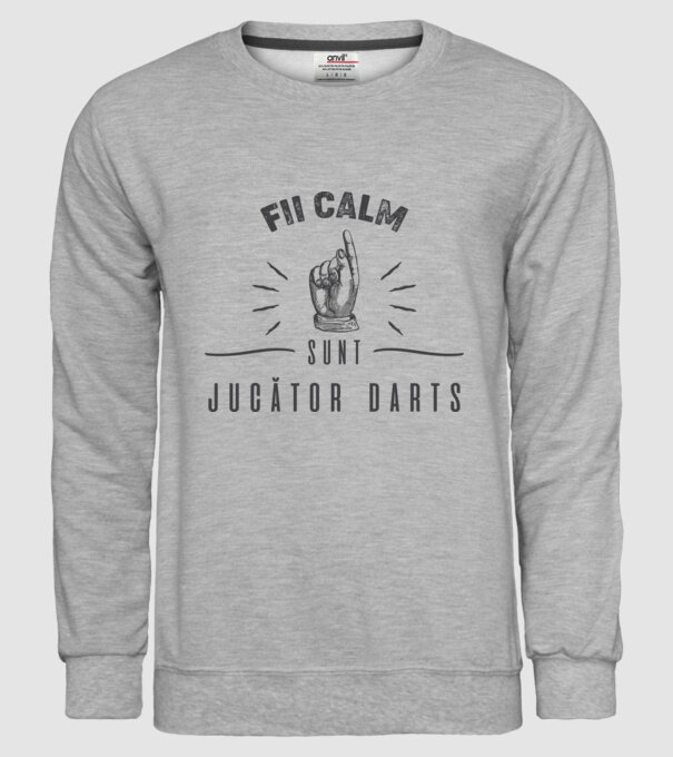 fii calm, sunt jucător darts model gri pe tricou
