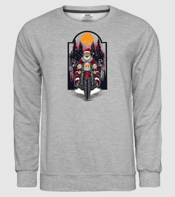 Motor santa model gri pe tricou
