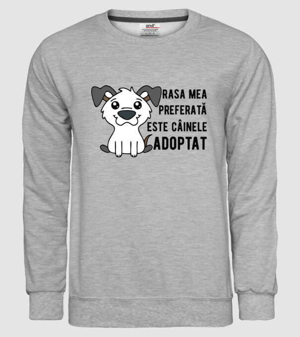 Rasa mea preferată este câinele adoptat model gri pe tricou