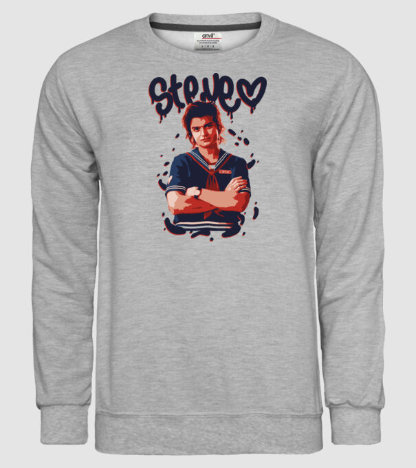 steve stranger things model gri pe tricou