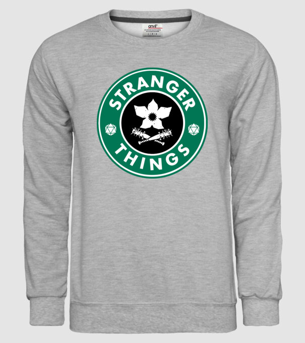 stranger things starbucks model gri pe tricou