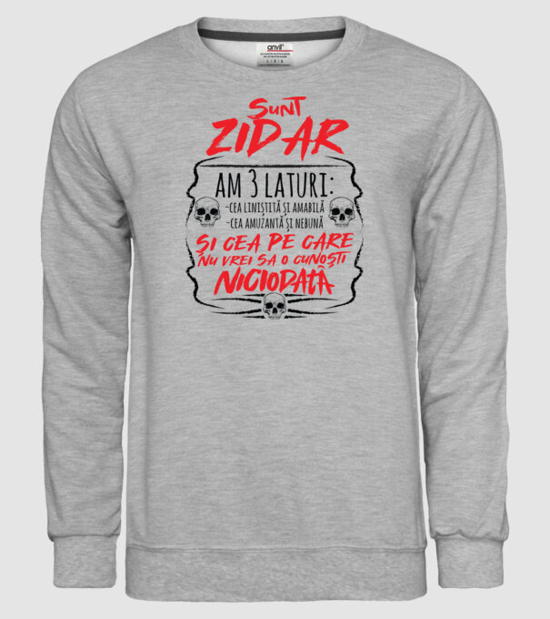 sunt zidar am 3 laturi model gri pe tricou