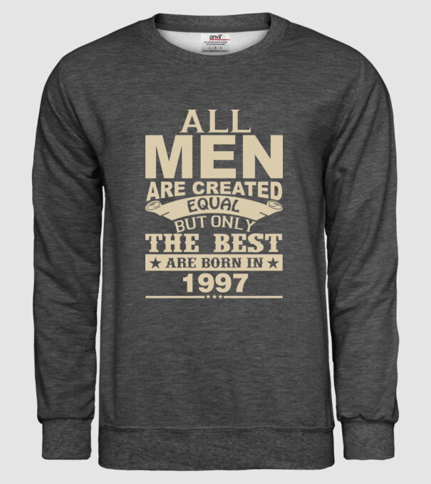 All men are created - 1997 model gri închis pe tricou
