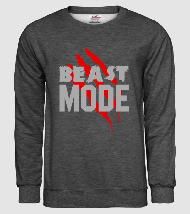 Beast mode model gri închis pe tricou
