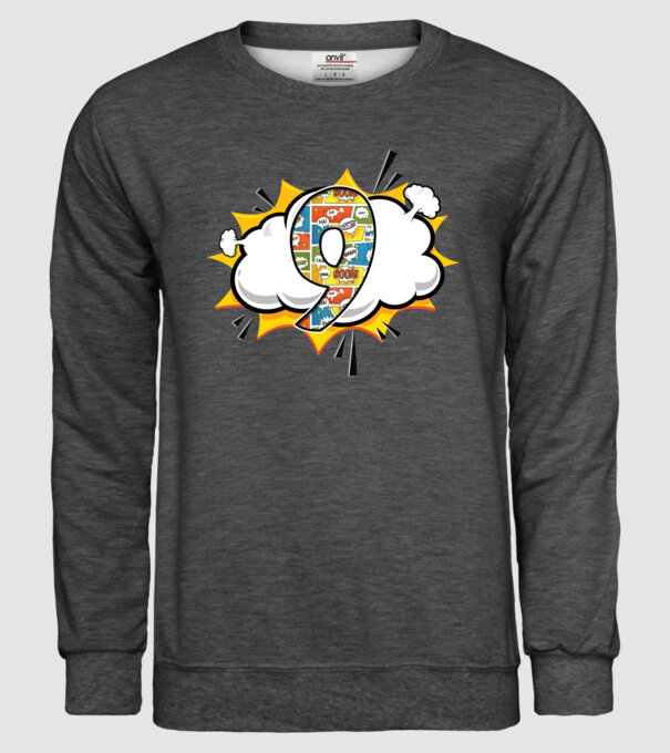 Birthday Comic Number 9 model gri închis pe tricou