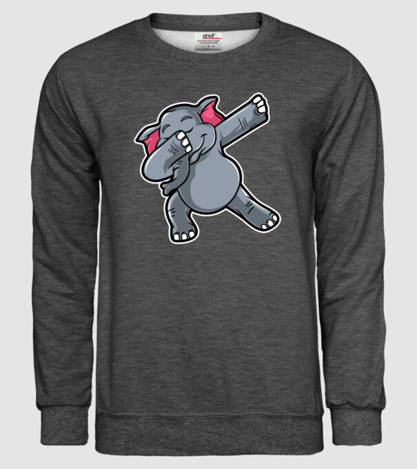 Elefant DAB model gri închis pe tricou