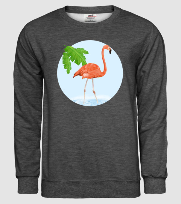 Flamingo model gri închis pe tricou