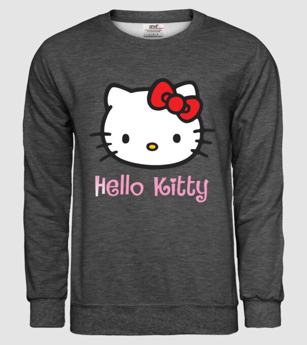 Hello Kitty model gri închis pe tricou