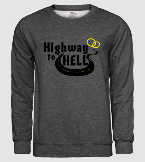 Highway to hell simple model gri închis pe tricou