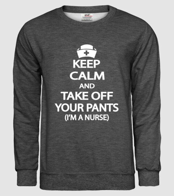 Keep calm and take off your pants model gri închis pe tricou