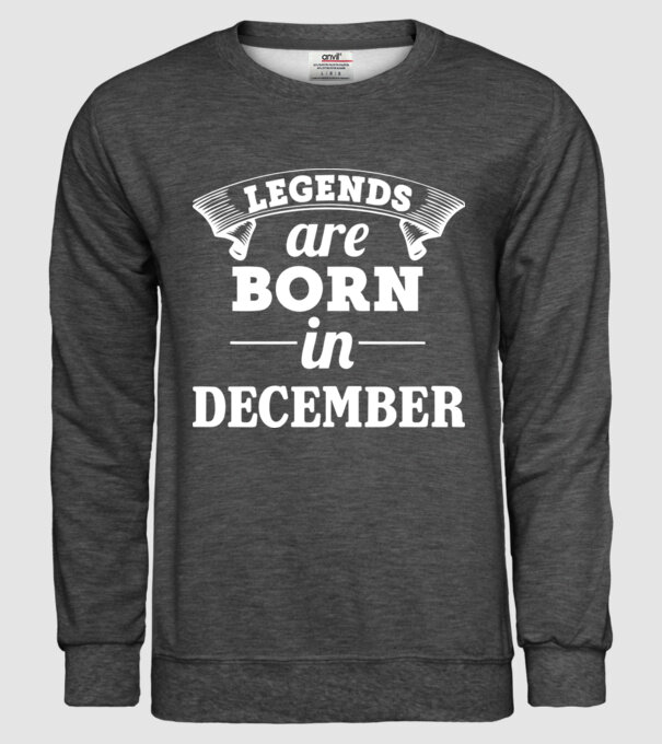 Legends are born in December model gri închis pe tricou