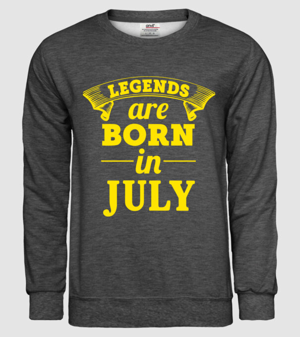 Legends are born in July model gri închis pe tricou