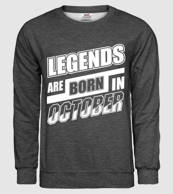 Legends are born in October model gri închis pe tricou