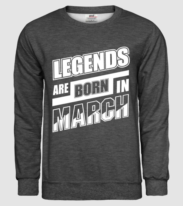 Legends are born in March model gri închis pe tricou