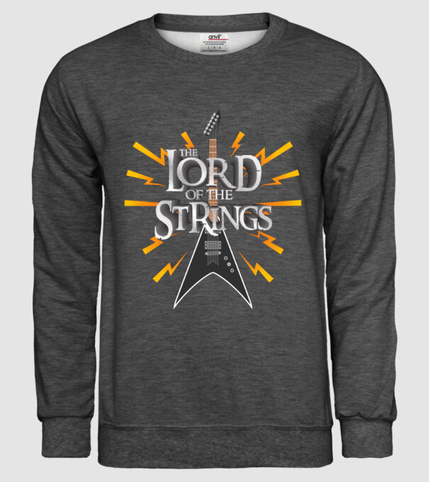 Lord of the Strings model gri închis pe tricou