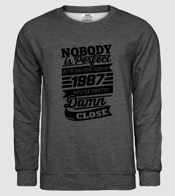 Nobody is perfect - Born in 1987 model gri închis pe tricou