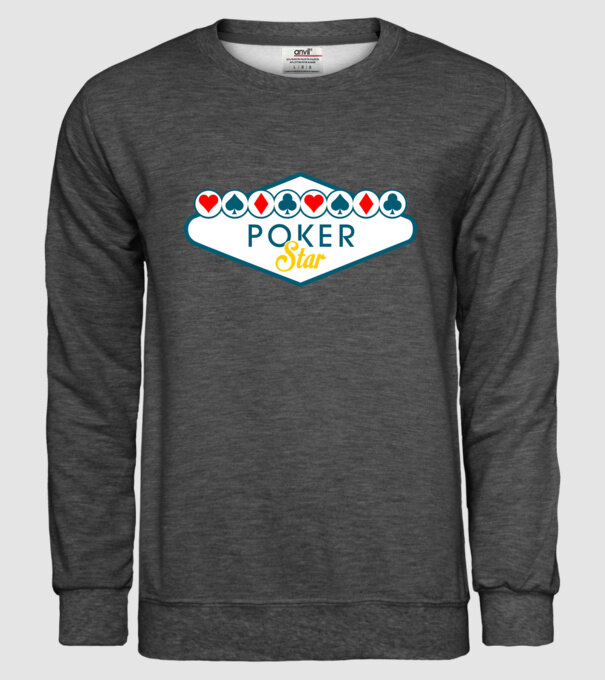 Star Poker model gri închis pe tricou