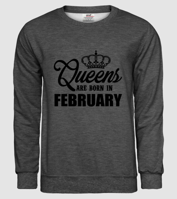 Queens are born in - February model gri închis pe tricou