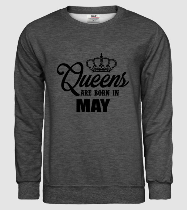 Queens are born in - May model gri închis pe tricou