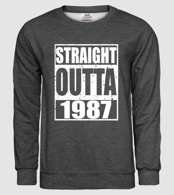 Straight Outta - 1987 model gri închis pe tricou