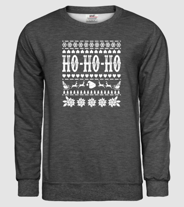 Ugly sweater hohoho model gri închis pe tricou