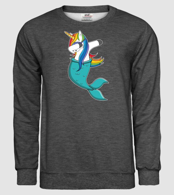 Unicorn Sirenă DAB model gri închis pe tricou