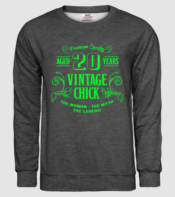 Vintage chick - 20 model gri închis pe tricou