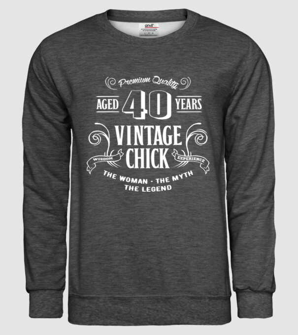 Vintage chick - 40 model gri închis pe tricou