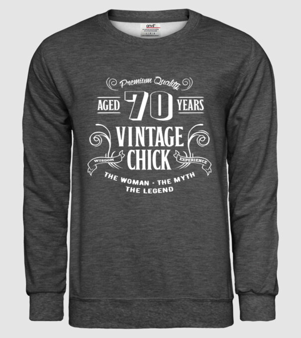 Vintage chick - 70 model gri închis pe tricou