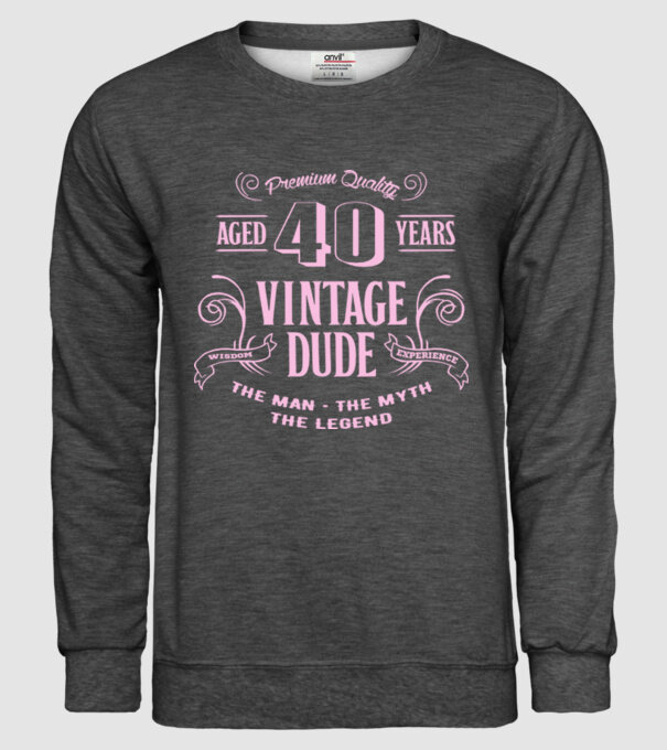 Vintage Dude - 40 model gri închis pe tricou