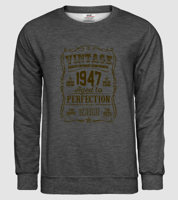 Vintage Perfection - 1947 model gri închis pe tricou