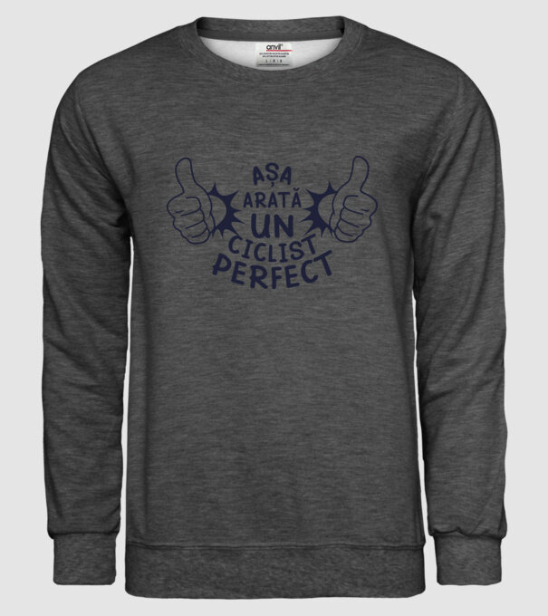 Așa arată un CICLIST perfect model gri închis pe tricou