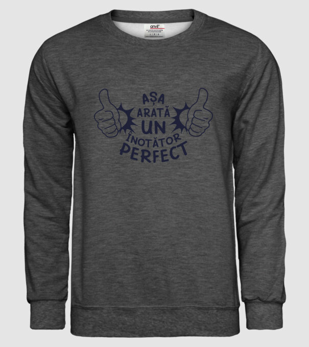 Așa arată un ÎNOTĂTOR perfect model gri închis pe tricou