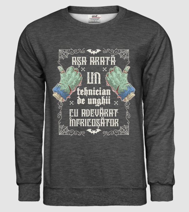 Așa arată un TEHNICIAN DE UNGHII cu adevărat înfricoșător model gri închis pe tricou